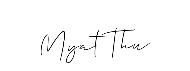 The best way (Allison_Script) to make a short signature is to pick only two or three words in your name. The name Myat Thu include a total of six letters. For converting this name. Myat Thu signature style 2 images and pictures png