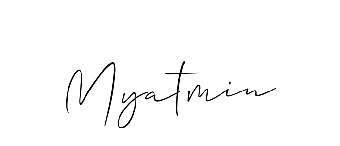 Allison_Script is a professional signature style that is perfect for those who want to add a touch of class to their signature. It is also a great choice for those who want to make their signature more unique. Get Myatmin name to fancy signature for free. Myatmin signature style 2 images and pictures png