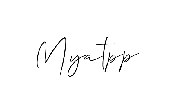 The best way (Allison_Script) to make a short signature is to pick only two or three words in your name. The name Myatpp include a total of six letters. For converting this name. Myatpp signature style 2 images and pictures png