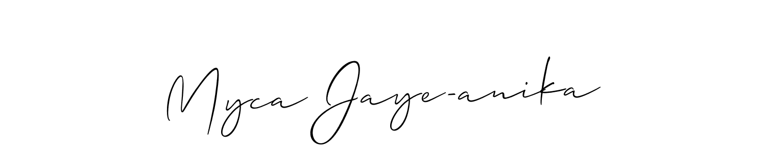 Create a beautiful signature design for name Myca Jaye-anika. With this signature (Allison_Script) fonts, you can make a handwritten signature for free. Myca Jaye-anika signature style 2 images and pictures png