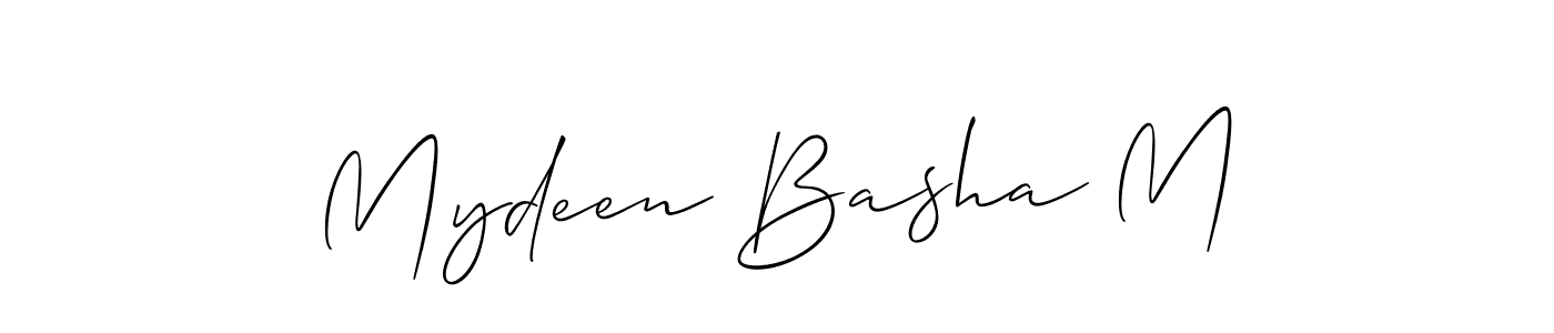 Create a beautiful signature design for name Mydeen Basha M. With this signature (Allison_Script) fonts, you can make a handwritten signature for free. Mydeen Basha M signature style 2 images and pictures png