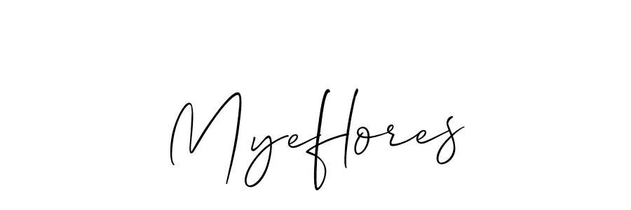 Use a signature maker to create a handwritten signature online. With this signature software, you can design (Allison_Script) your own signature for name Myeflores. Myeflores signature style 2 images and pictures png