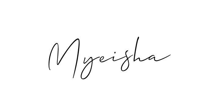 Use a signature maker to create a handwritten signature online. With this signature software, you can design (Allison_Script) your own signature for name Myeisha. Myeisha signature style 2 images and pictures png