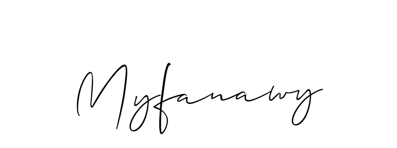 Use a signature maker to create a handwritten signature online. With this signature software, you can design (Allison_Script) your own signature for name Myfanawy. Myfanawy signature style 2 images and pictures png