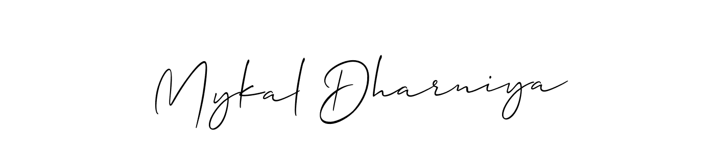 How to make Mykal Dharniya signature? Allison_Script is a professional autograph style. Create handwritten signature for Mykal Dharniya name. Mykal Dharniya signature style 2 images and pictures png