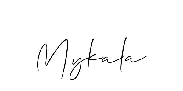 The best way (Allison_Script) to make a short signature is to pick only two or three words in your name. The name Mykala include a total of six letters. For converting this name. Mykala signature style 2 images and pictures png