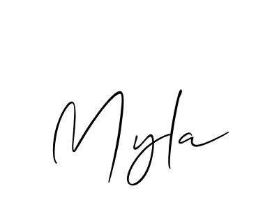 Myla stylish signature style. Best Handwritten Sign (Allison_Script) for my name. Handwritten Signature Collection Ideas for my name Myla. Myla signature style 2 images and pictures png