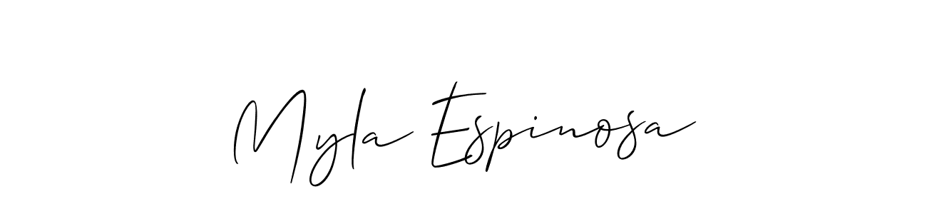 Design your own signature with our free online signature maker. With this signature software, you can create a handwritten (Allison_Script) signature for name Myla Espinosa. Myla Espinosa signature style 2 images and pictures png