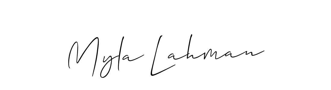 How to make Myla Lahman name signature. Use Allison_Script style for creating short signs online. This is the latest handwritten sign. Myla Lahman signature style 2 images and pictures png