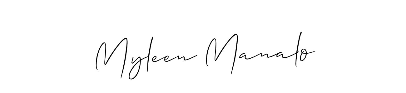 How to make Myleen Manalo name signature. Use Allison_Script style for creating short signs online. This is the latest handwritten sign. Myleen Manalo signature style 2 images and pictures png