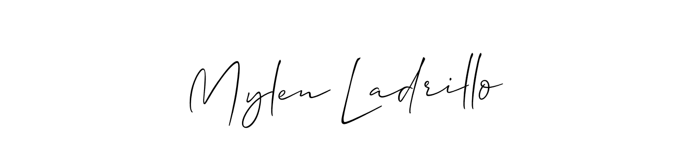 The best way (Allison_Script) to make a short signature is to pick only two or three words in your name. The name Mylen Ladrillo include a total of six letters. For converting this name. Mylen Ladrillo signature style 2 images and pictures png