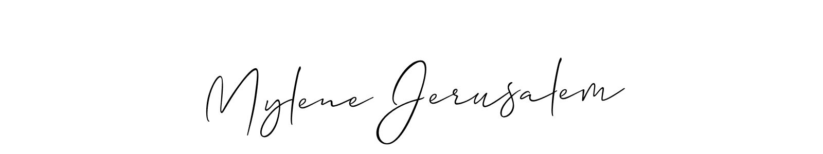 The best way (Allison_Script) to make a short signature is to pick only two or three words in your name. The name Mylene Jerusalem include a total of six letters. For converting this name. Mylene Jerusalem signature style 2 images and pictures png