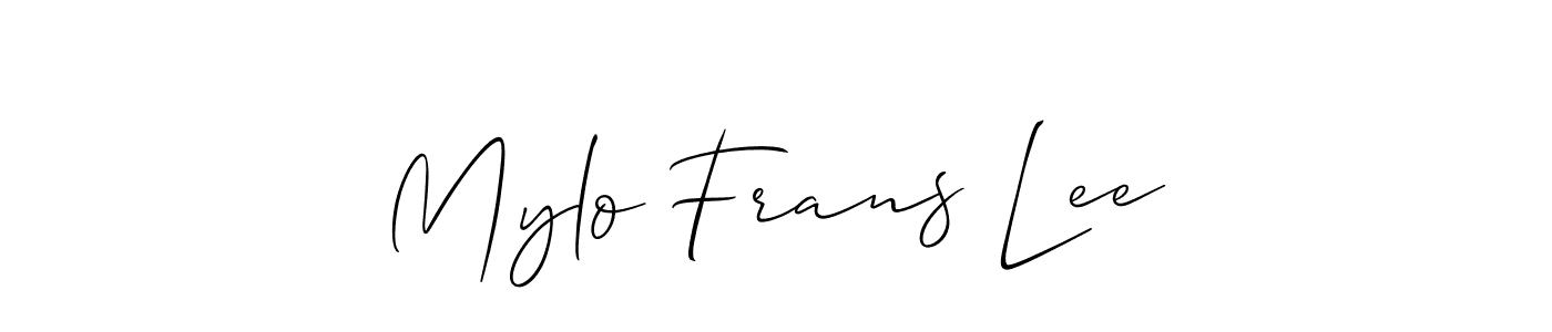 Check out images of Autograph of Mylo Frans Lee name. Actor Mylo Frans Lee Signature Style. Allison_Script is a professional sign style online. Mylo Frans Lee signature style 2 images and pictures png