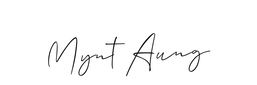 Use a signature maker to create a handwritten signature online. With this signature software, you can design (Allison_Script) your own signature for name Mynt Aung. Mynt Aung signature style 2 images and pictures png