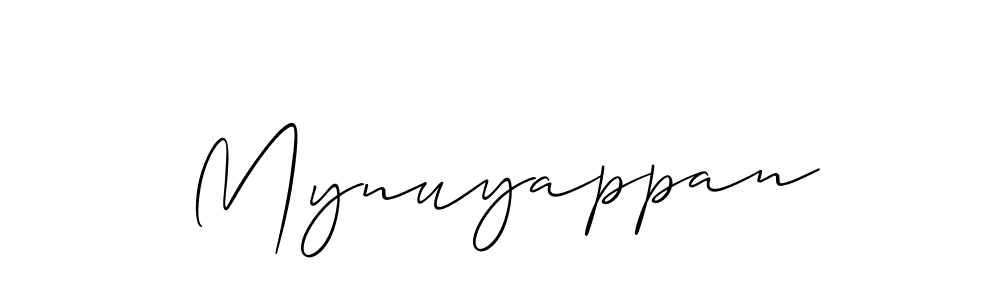 Create a beautiful signature design for name Mynuyappan. With this signature (Allison_Script) fonts, you can make a handwritten signature for free. Mynuyappan signature style 2 images and pictures png
