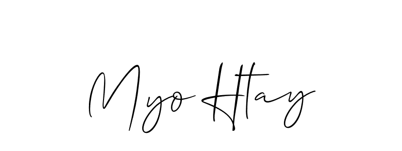 Create a beautiful signature design for name Myo Htay. With this signature (Allison_Script) fonts, you can make a handwritten signature for free. Myo Htay signature style 2 images and pictures png