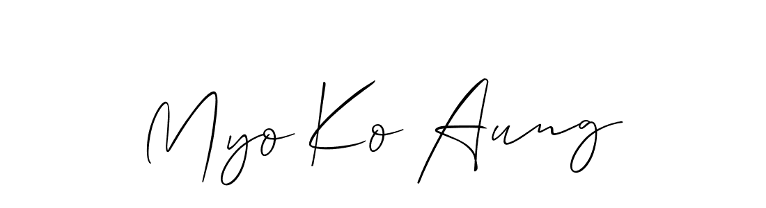 Create a beautiful signature design for name Myo Ko Aung. With this signature (Allison_Script) fonts, you can make a handwritten signature for free. Myo Ko Aung signature style 2 images and pictures png