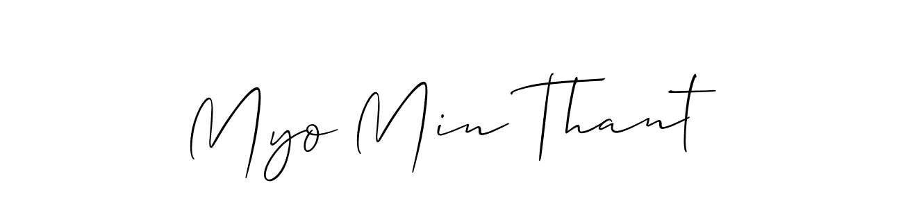 Make a beautiful signature design for name Myo Min Thant. With this signature (Allison_Script) style, you can create a handwritten signature for free. Myo Min Thant signature style 2 images and pictures png