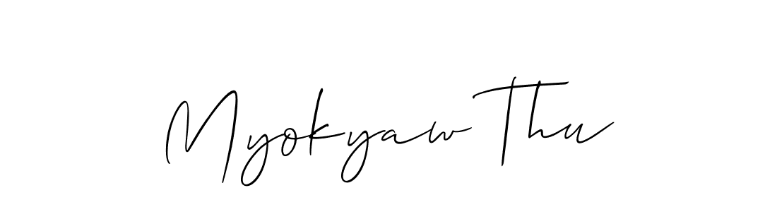 Also You can easily find your signature by using the search form. We will create Myokyaw Thu name handwritten signature images for you free of cost using Allison_Script sign style. Myokyaw Thu signature style 2 images and pictures png