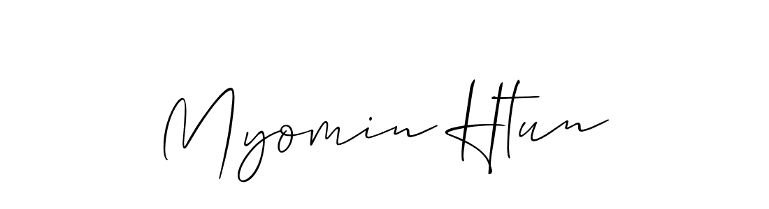 The best way (Allison_Script) to make a short signature is to pick only two or three words in your name. The name Myomin Htun include a total of six letters. For converting this name. Myomin Htun signature style 2 images and pictures png