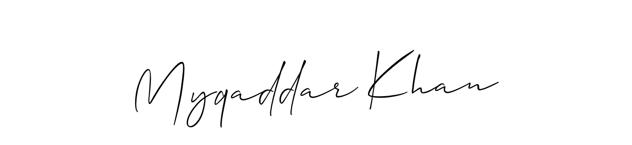 Similarly Allison_Script is the best handwritten signature design. Signature creator online .You can use it as an online autograph creator for name Myqaddar Khan. Myqaddar Khan signature style 2 images and pictures png