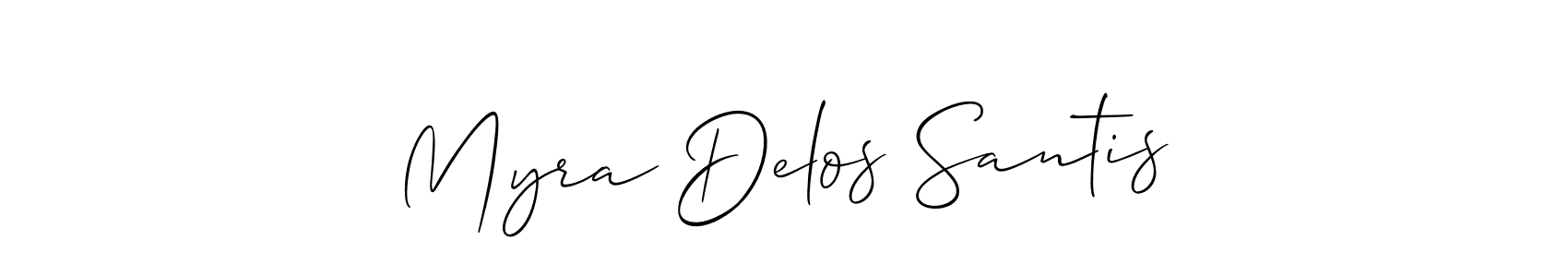 Create a beautiful signature design for name Myra Delos Santis. With this signature (Allison_Script) fonts, you can make a handwritten signature for free. Myra Delos Santis signature style 2 images and pictures png