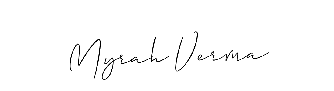 Make a beautiful signature design for name Myrah Verma. With this signature (Allison_Script) style, you can create a handwritten signature for free. Myrah Verma signature style 2 images and pictures png