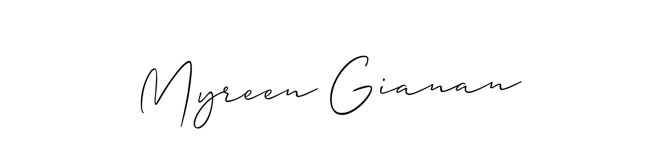 Use a signature maker to create a handwritten signature online. With this signature software, you can design (Allison_Script) your own signature for name Myreen Gianan. Myreen Gianan signature style 2 images and pictures png