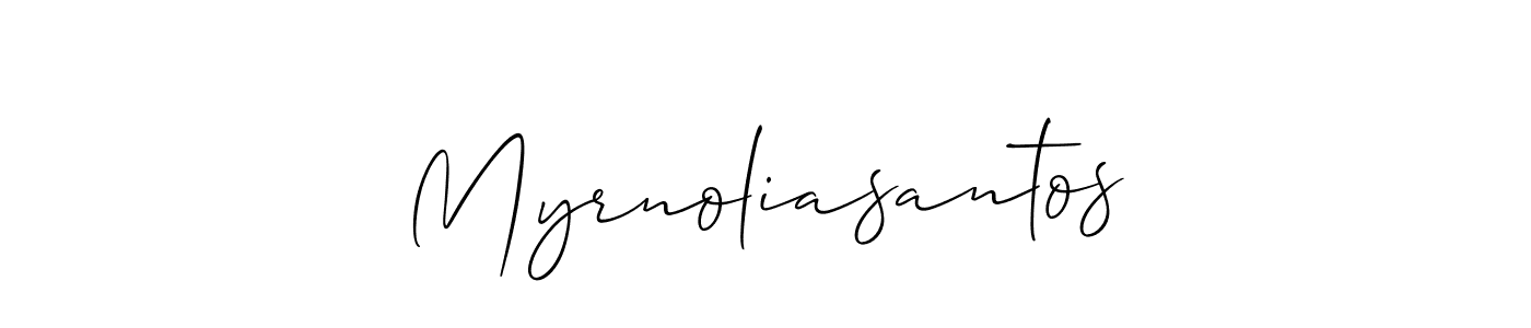 The best way (Allison_Script) to make a short signature is to pick only two or three words in your name. The name Myrnoliasantos include a total of six letters. For converting this name. Myrnoliasantos signature style 2 images and pictures png