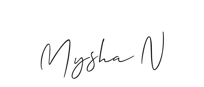 Make a short Mysha N signature style. Manage your documents anywhere anytime using Allison_Script. Create and add eSignatures, submit forms, share and send files easily. Mysha N signature style 2 images and pictures png