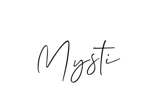 Create a beautiful signature design for name Mysti. With this signature (Allison_Script) fonts, you can make a handwritten signature for free. Mysti signature style 2 images and pictures png