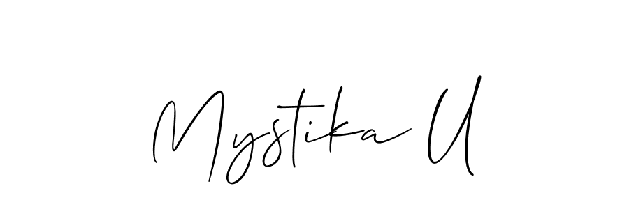 Also we have Mystika U name is the best signature style. Create professional handwritten signature collection using Allison_Script autograph style. Mystika U signature style 2 images and pictures png