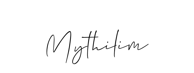 Use a signature maker to create a handwritten signature online. With this signature software, you can design (Allison_Script) your own signature for name Mythilim. Mythilim signature style 2 images and pictures png