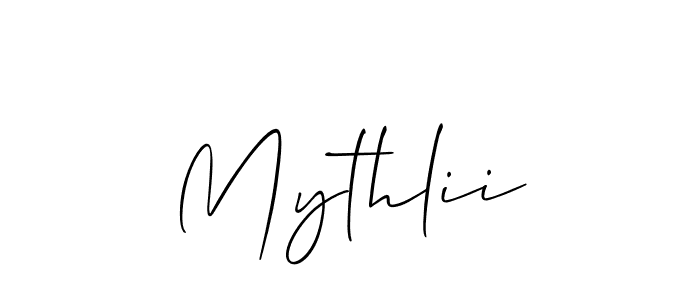 How to make Mythlii signature? Allison_Script is a professional autograph style. Create handwritten signature for Mythlii name. Mythlii signature style 2 images and pictures png