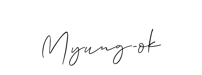 Use a signature maker to create a handwritten signature online. With this signature software, you can design (Allison_Script) your own signature for name Myung-ok. Myung-ok signature style 2 images and pictures png