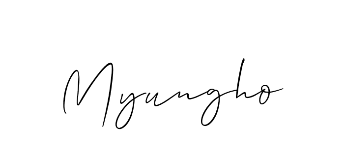 The best way (Allison_Script) to make a short signature is to pick only two or three words in your name. The name Myungho include a total of six letters. For converting this name. Myungho signature style 2 images and pictures png