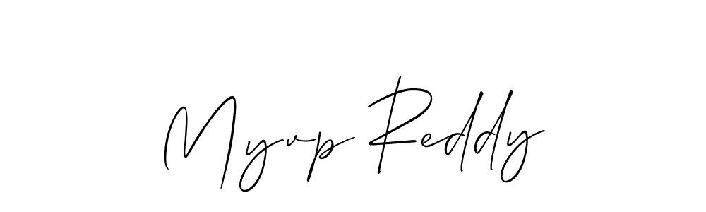 The best way (Allison_Script) to make a short signature is to pick only two or three words in your name. The name Myvp Reddy include a total of six letters. For converting this name. Myvp Reddy signature style 2 images and pictures png