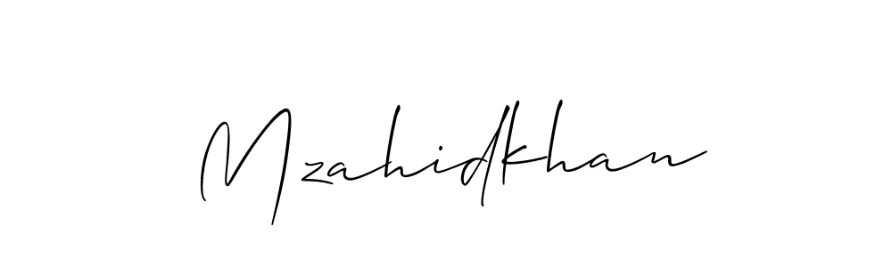 The best way (Allison_Script) to make a short signature is to pick only two or three words in your name. The name Mzahidkhan include a total of six letters. For converting this name. Mzahidkhan signature style 2 images and pictures png