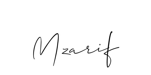 The best way (Allison_Script) to make a short signature is to pick only two or three words in your name. The name Mzarif include a total of six letters. For converting this name. Mzarif signature style 2 images and pictures png