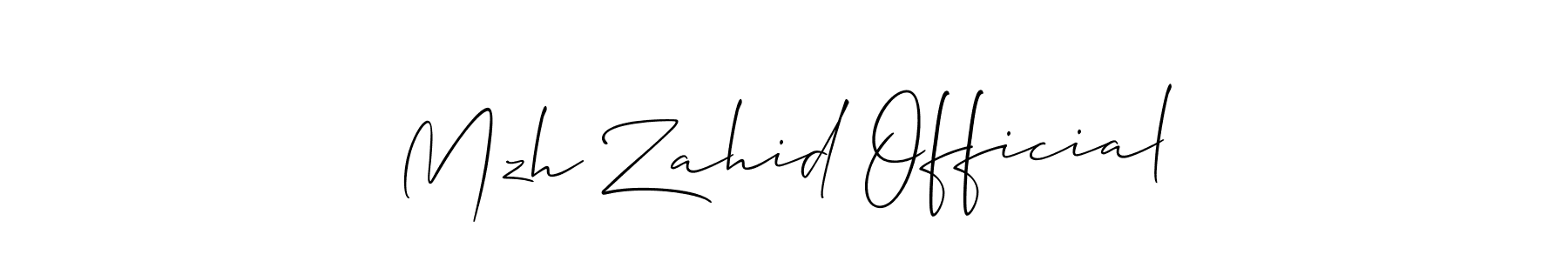 How to Draw Mzh Zahid Official signature style? Allison_Script is a latest design signature styles for name Mzh Zahid Official. Mzh Zahid Official signature style 2 images and pictures png