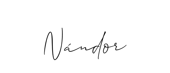 Use a signature maker to create a handwritten signature online. With this signature software, you can design (Allison_Script) your own signature for name Nándor. Nándor signature style 2 images and pictures png