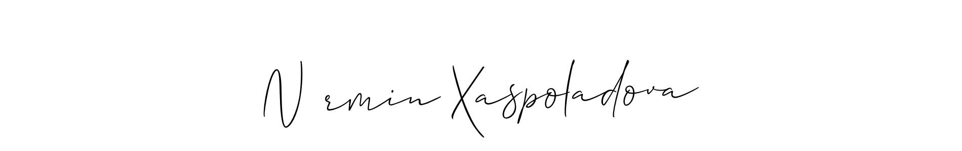 Allison_Script is a professional signature style that is perfect for those who want to add a touch of class to their signature. It is also a great choice for those who want to make their signature more unique. Get Nərmin Xaspoladova name to fancy signature for free. Nərmin Xaspoladova signature style 2 images and pictures png