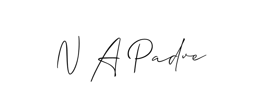 The best way (Allison_Script) to make a short signature is to pick only two or three words in your name. The name N A Padve include a total of six letters. For converting this name. N A Padve signature style 2 images and pictures png