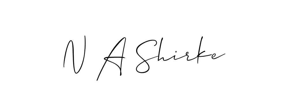 The best way (Allison_Script) to make a short signature is to pick only two or three words in your name. The name N A Shirke include a total of six letters. For converting this name. N A Shirke signature style 2 images and pictures png