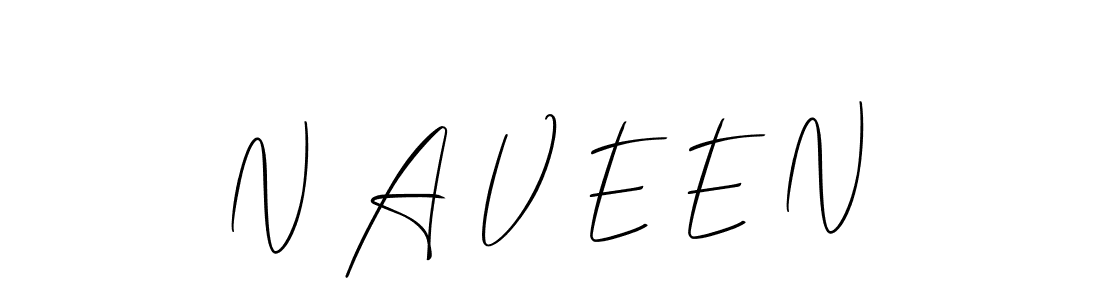 How to make N A V E E N name signature. Use Allison_Script style for creating short signs online. This is the latest handwritten sign. N A V E E N signature style 2 images and pictures png