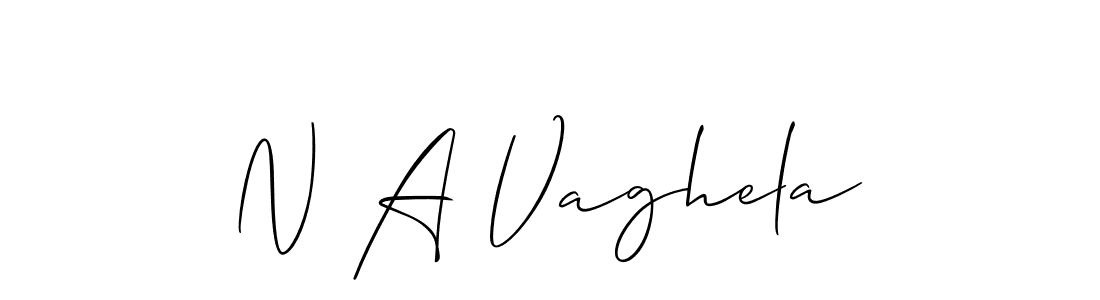 How to make N A Vaghela name signature. Use Allison_Script style for creating short signs online. This is the latest handwritten sign. N A Vaghela signature style 2 images and pictures png