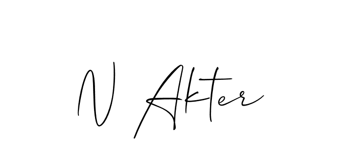 How to make N Akter name signature. Use Allison_Script style for creating short signs online. This is the latest handwritten sign. N Akter signature style 2 images and pictures png