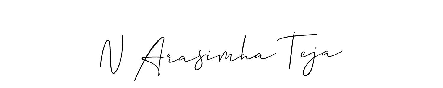 This is the best signature style for the N Arasimha Teja name. Also you like these signature font (Allison_Script). Mix name signature. N Arasimha Teja signature style 2 images and pictures png