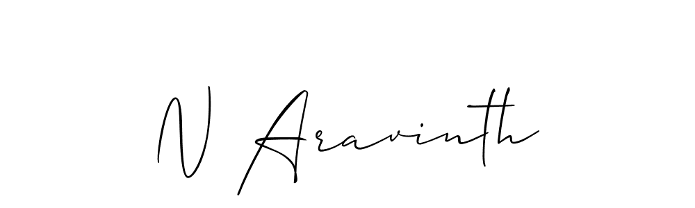 How to make N Aravinth name signature. Use Allison_Script style for creating short signs online. This is the latest handwritten sign. N Aravinth signature style 2 images and pictures png