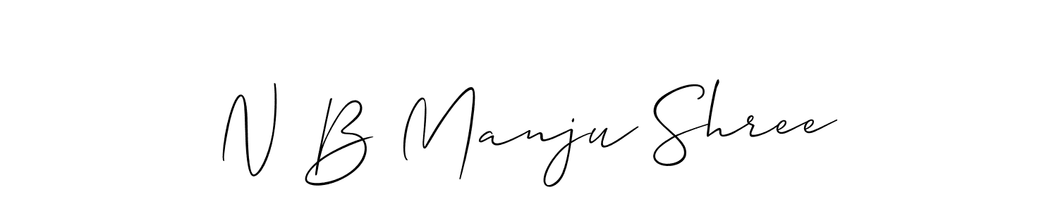 You should practise on your own different ways (Allison_Script) to write your name (N B Manju Shree) in signature. don't let someone else do it for you. N B Manju Shree signature style 2 images and pictures png